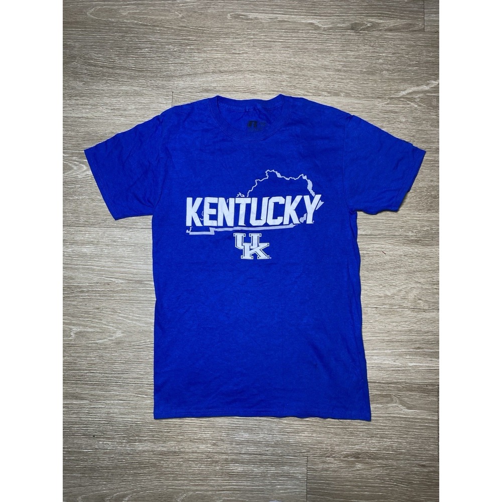 Vintage Russell Kentucky Wildcats Basketball Blue T Shirt NCAA Men Size SMALL A8